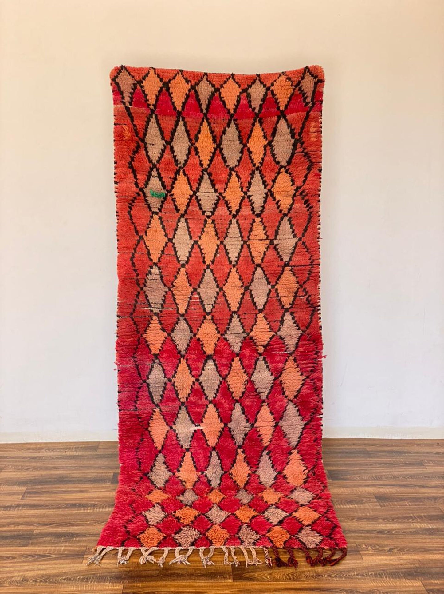 Vintage Moroccan wool runner rug 3x8 ft.