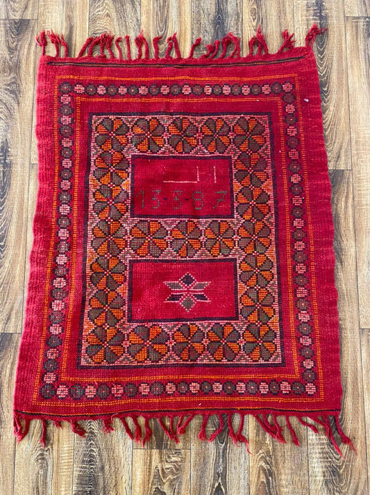 Small vintage Moroccan rug 3x4 ft.
