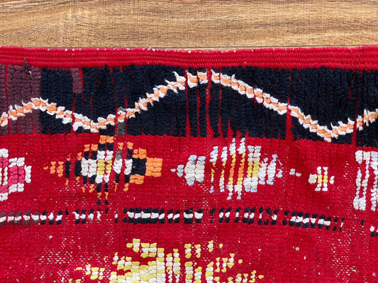 Vintage large Moroccan wool rug 5x12 ft.