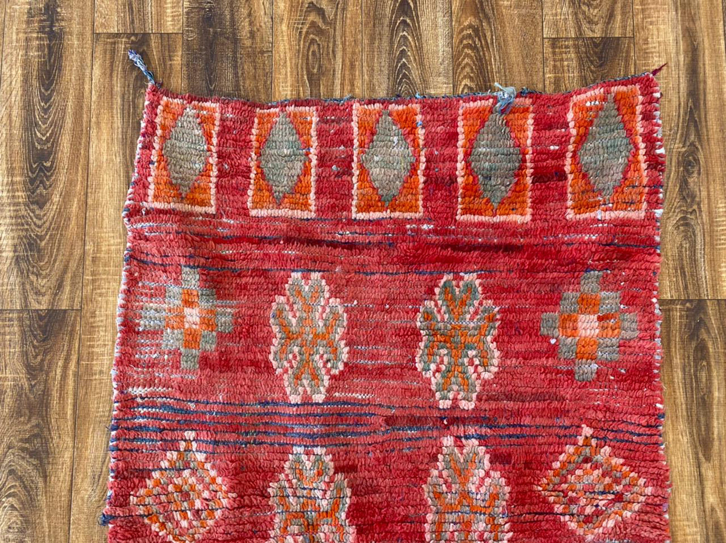 3x8 ft vintage Moroccan runner rug.