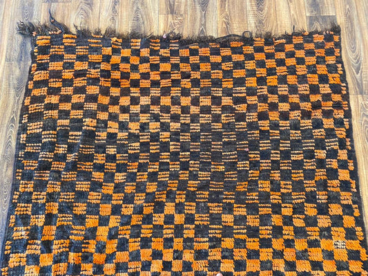 6x9 ft large Moroccan checkered rug.