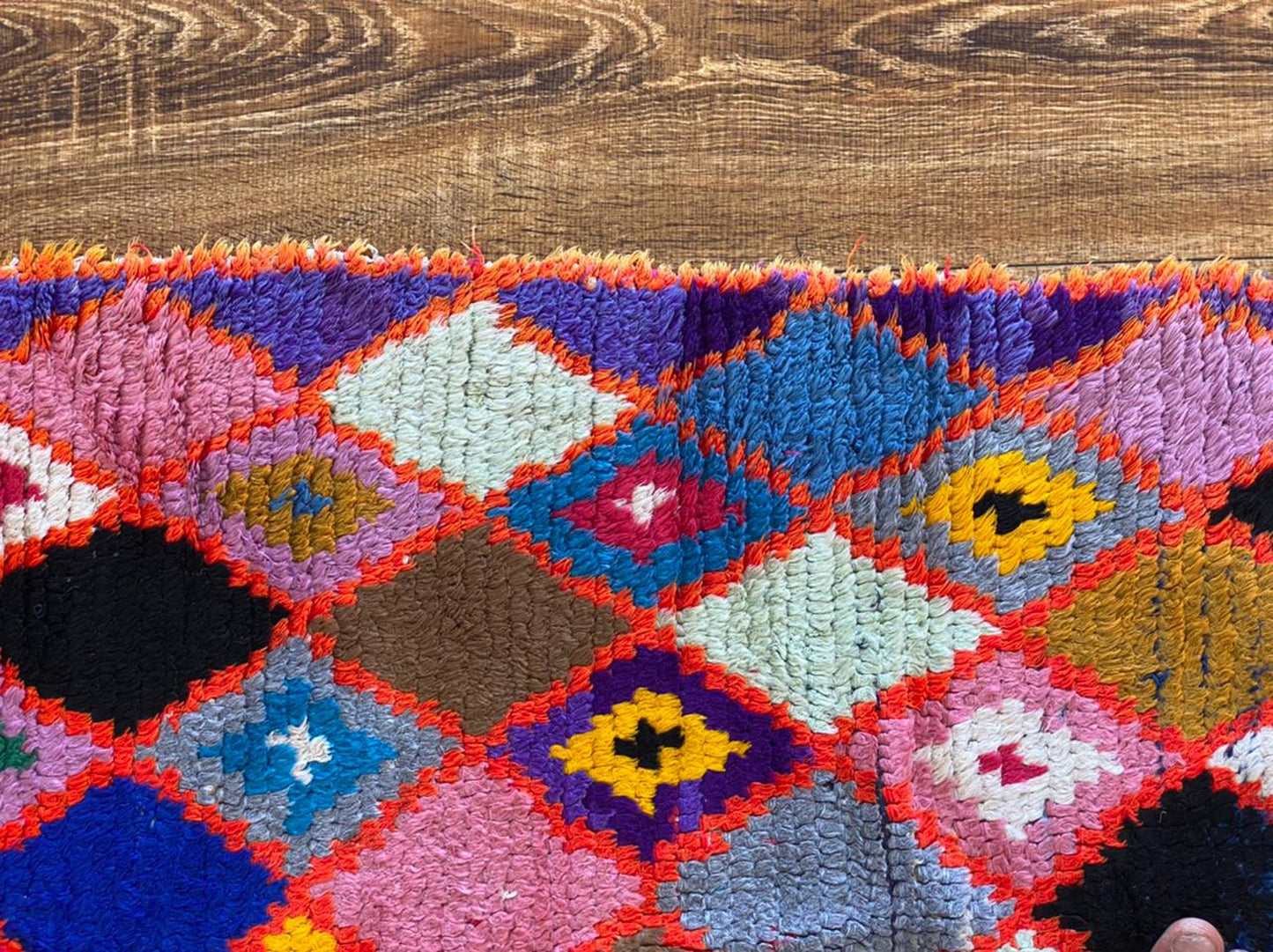 4x8 ft Moroccan colorful vintage rug.