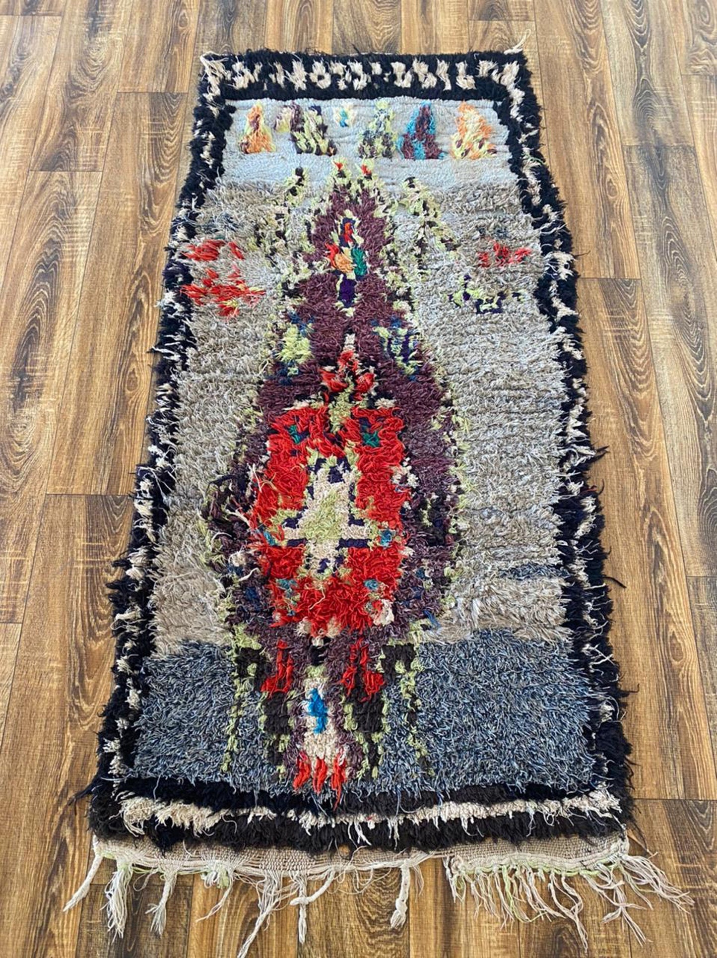 3x6 ft Moroccan colorful area rug.