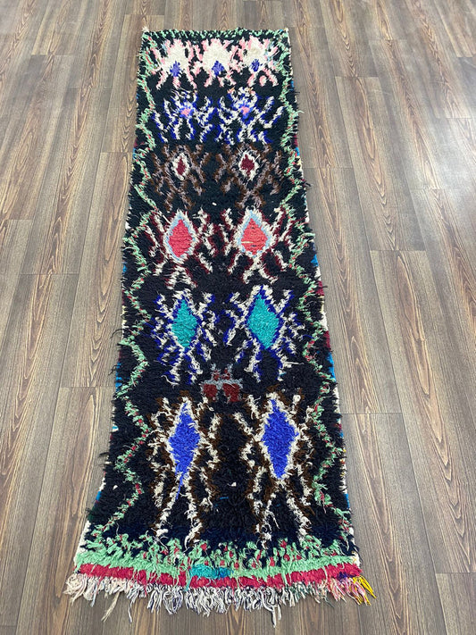 Tapis de couloir à poils longs noir de 2 pieds sur 8 pieds, tapis d'escalier berbère