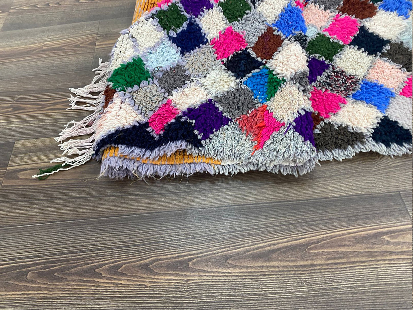 berber vintage woolen rugs, 3x10 ft colorful diamond narrow runner rug.