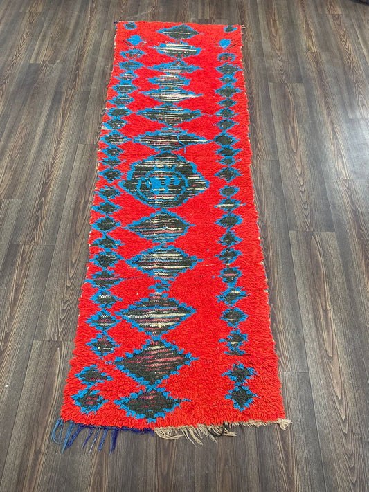 vintage narrow rug, 2x8 ft, moroccan colorful rugs.