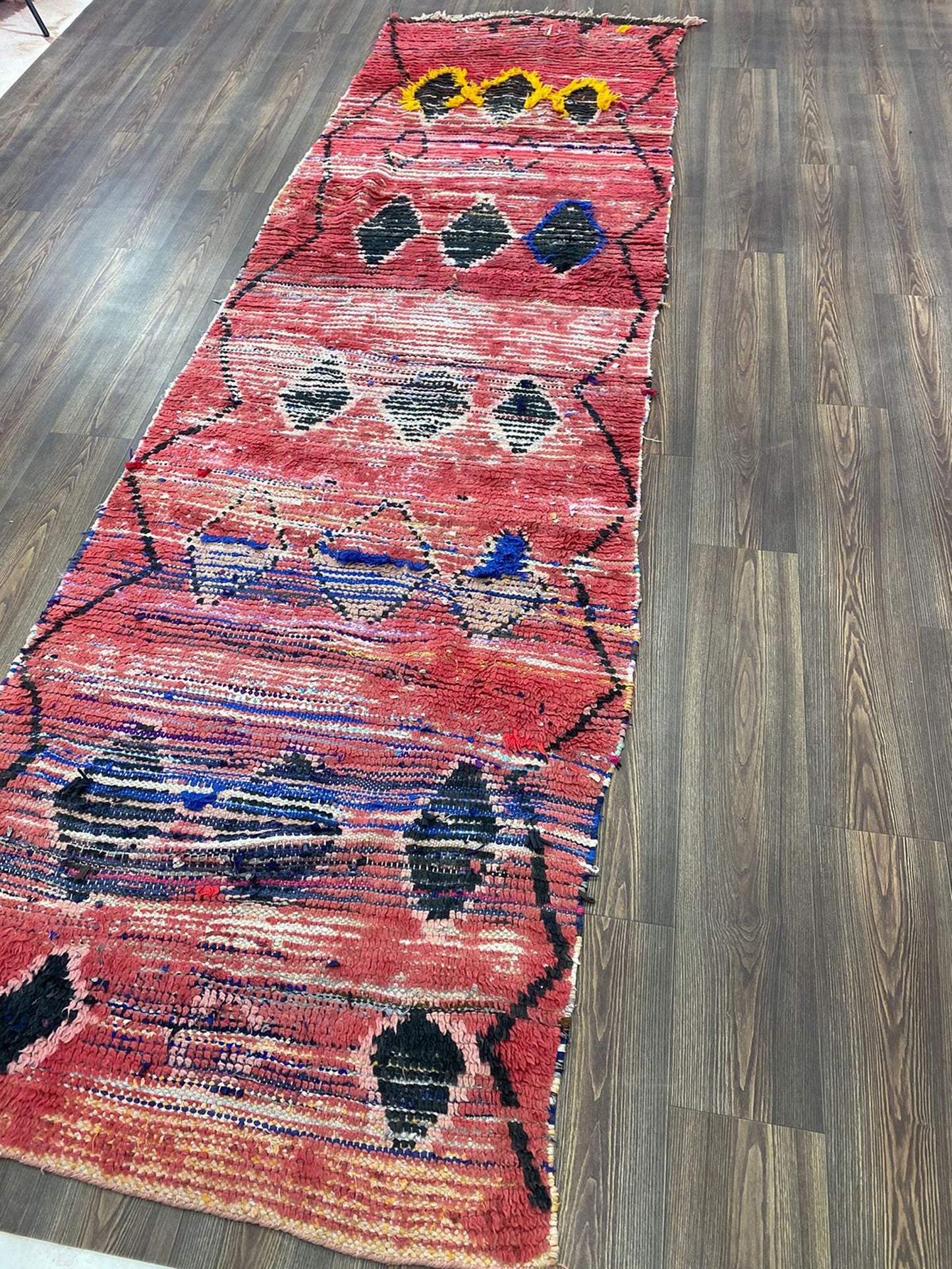 3 x 12 ft vintage long runner rug, berber moroccan woolen rug.