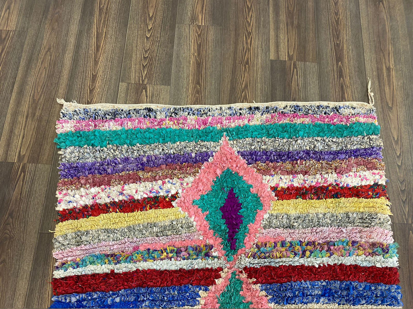 Boucherouite area Rug 6x4 ft, Moroccan Vintage Rug.