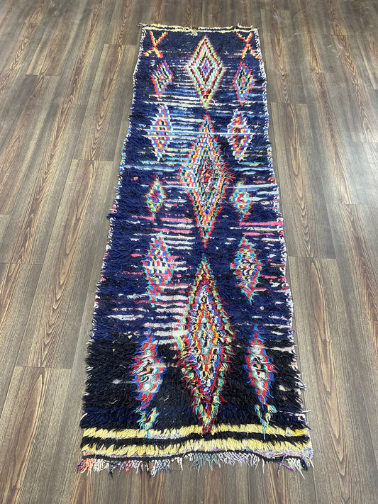 2x8 pieds, tapis berbères, tapis de couloir étroit vintage marocain.