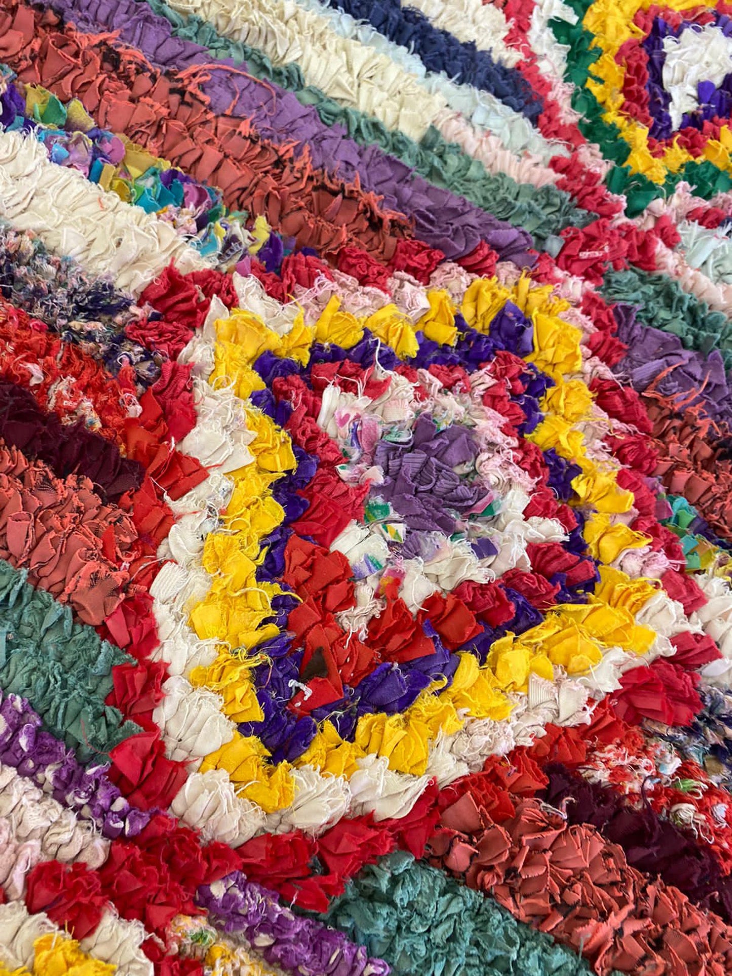 4 x 6 ft Striped Boucherouite Vintage area Rug, colorful Moroccan Bohemian Rug.