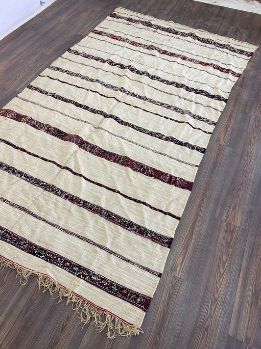 5 x 9 feet, Kilim striped Vintage area Rug, Moroccan Flatweave Rugs.