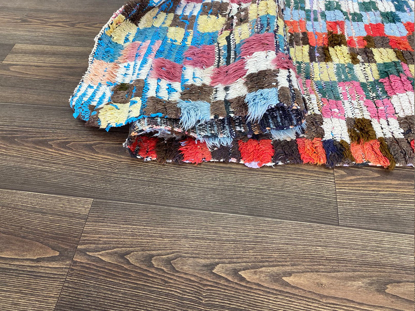 3 ft by 8 ft Berber Vintage Checkered Rug, Berber narrow runner Rug.