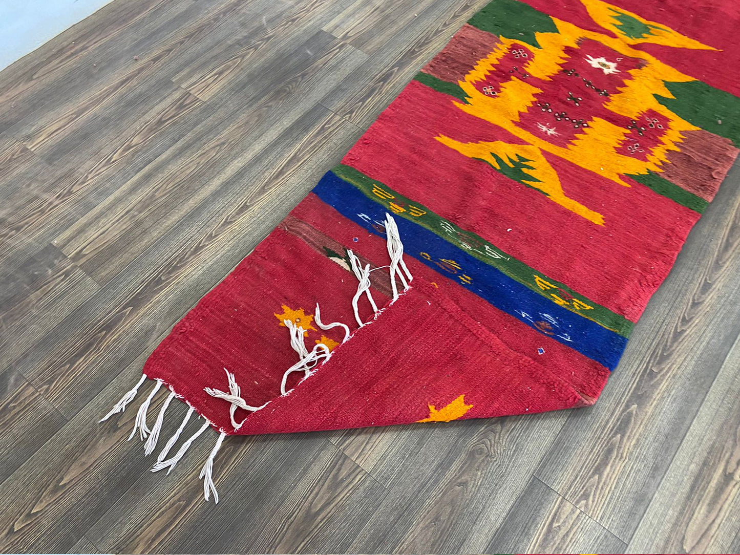 3x8 feet, Moroccan Kilim Vintage Flatweave runners Rugs, Berber narrow runner Rug.