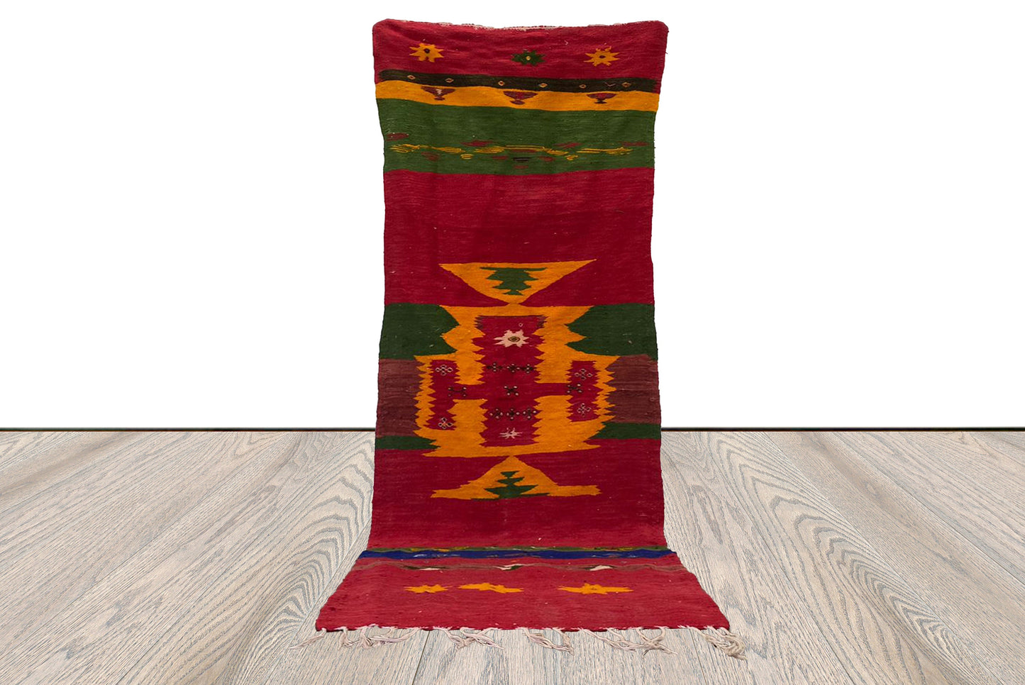 3x8 feet, Moroccan Kilim Vintage Flatweave runners Rugs, Berber narrow runner Rug.