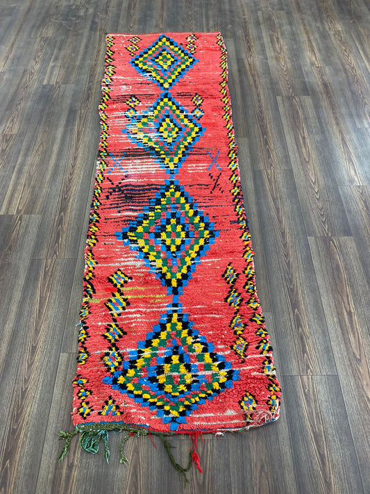 Tapis berbère marocain vintage 2x8 pieds, tapis décoration intérieure bohème.