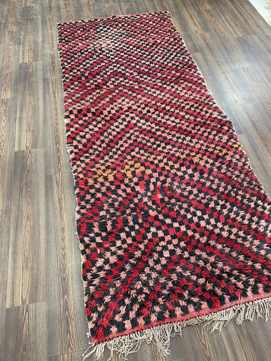 moroccan vintage striped area Rug, berber checkered 4 by 9 ft.