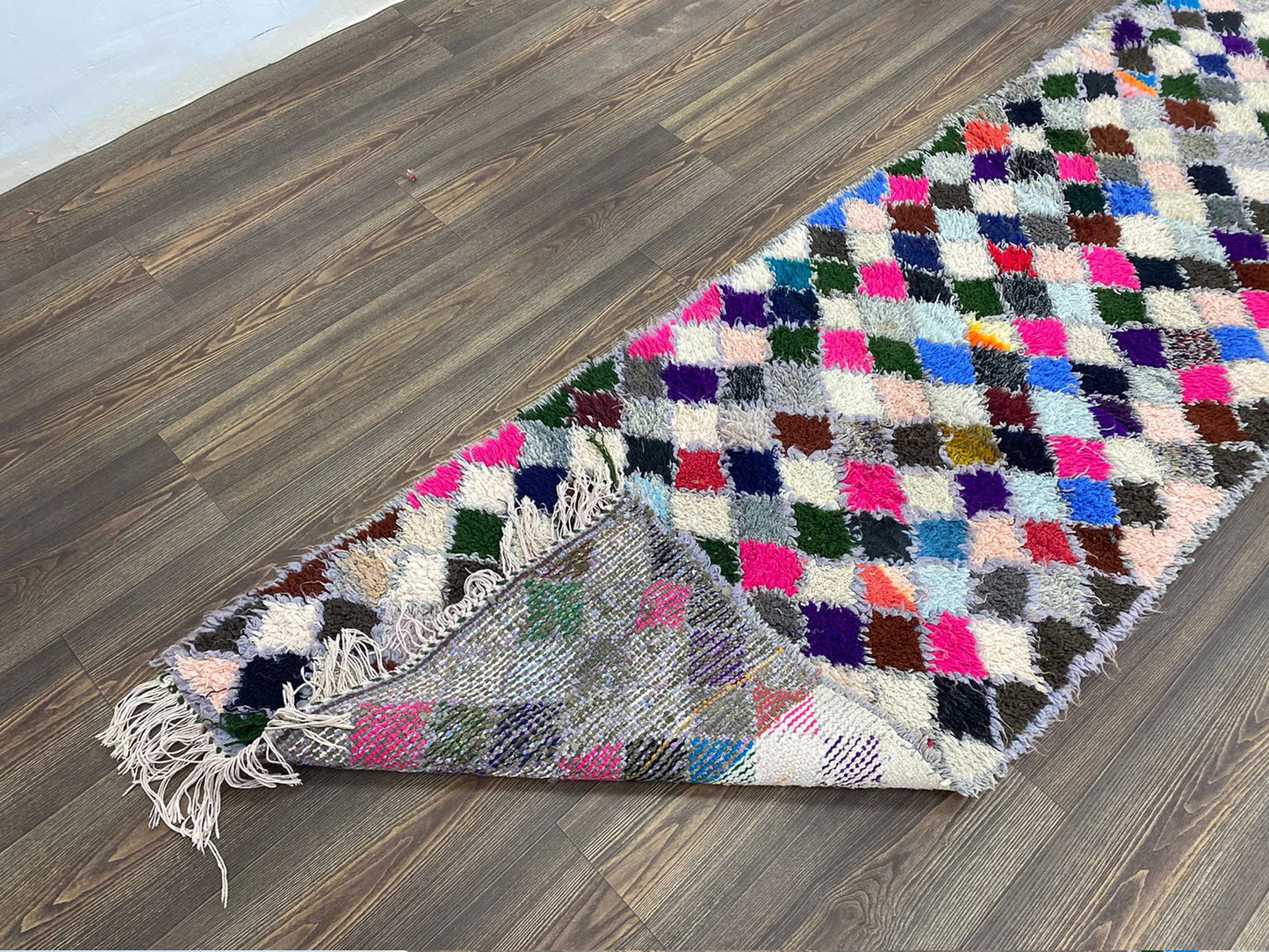 berber vintage woolen rugs, 3x10 ft colorful diamond narrow runner rug.