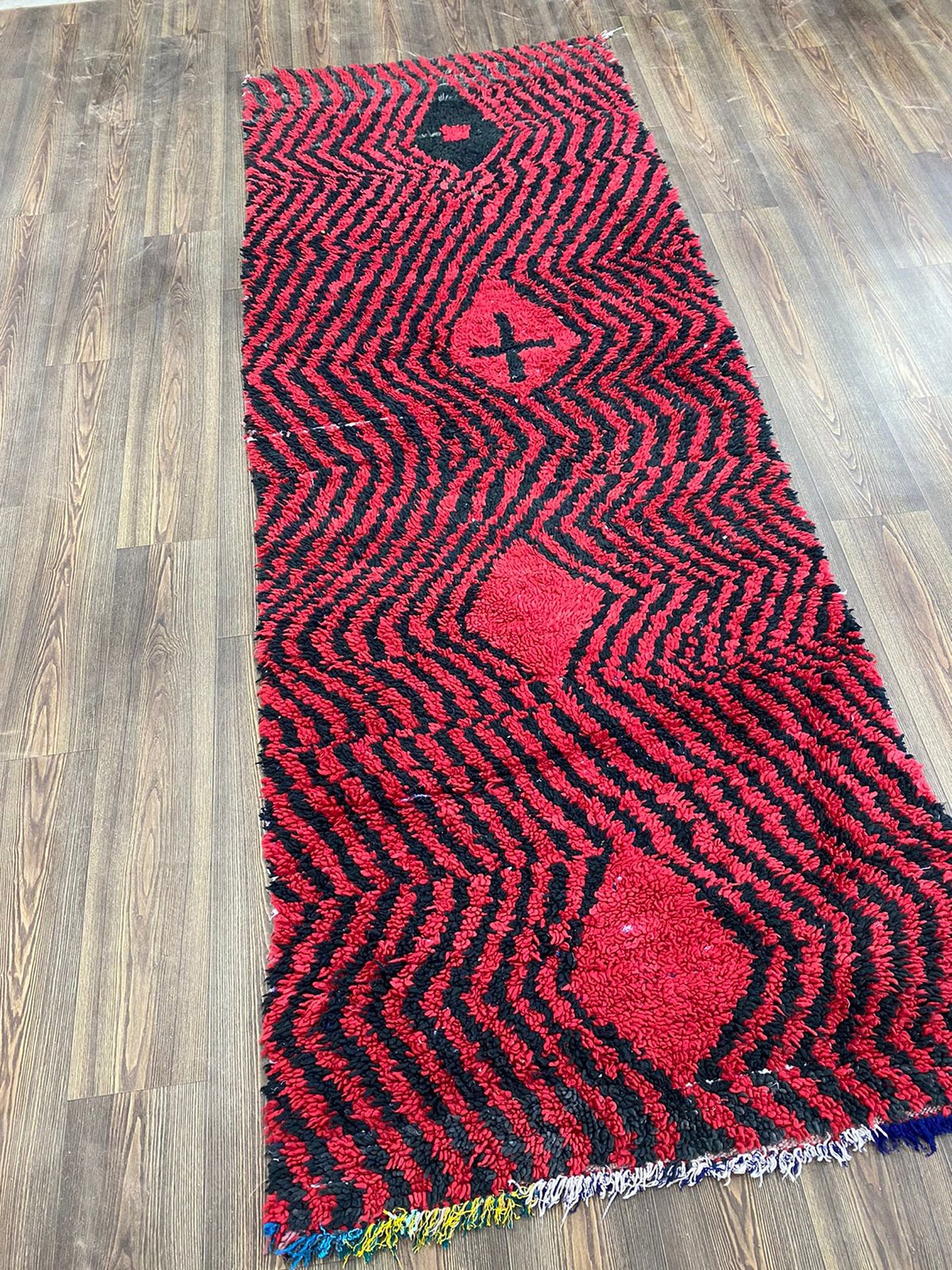 3x10 ft berber striped red and black runner rug, moroccan vintage runner rug.