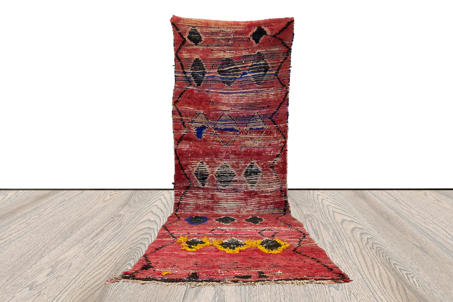3 x 12 ft vintage long runner rug, berber moroccan woolen rug.