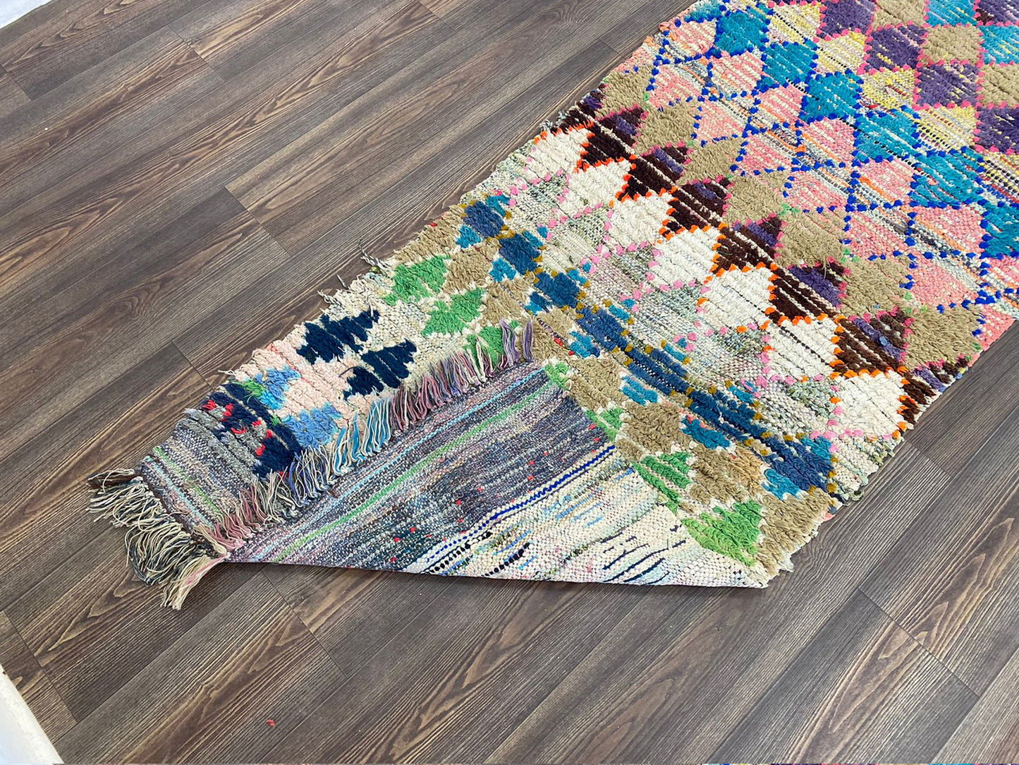 3 x 11 ft moroccan long runner, tribal berber diamond vintage colorful narrow rug.