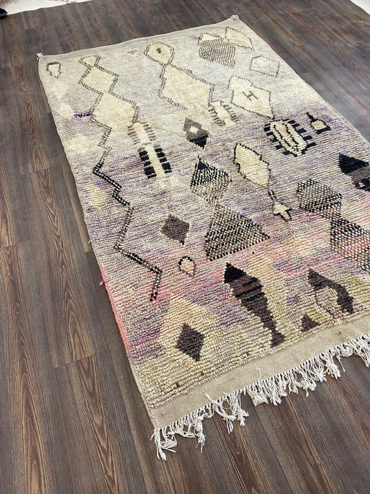 5 x 8 FT Colored Moroccan large area Rug, Tribal Berber Vintage Wool Rugs.