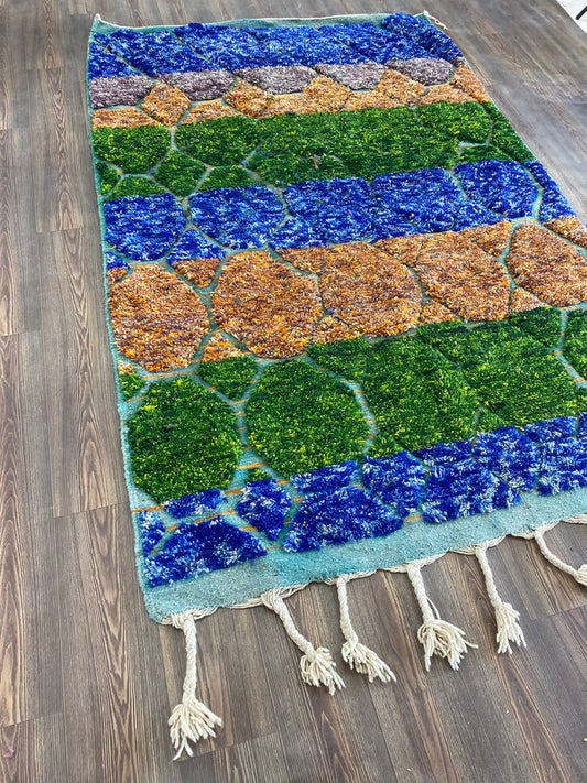 5x8 feet, Moroccan large Rugs, Berber Colorful Wool Rug.