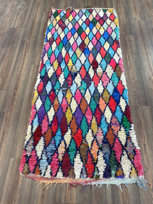 Tapis de couloir berbère coloré de 3 x 7 pieds, tapis marocains vintage usés.