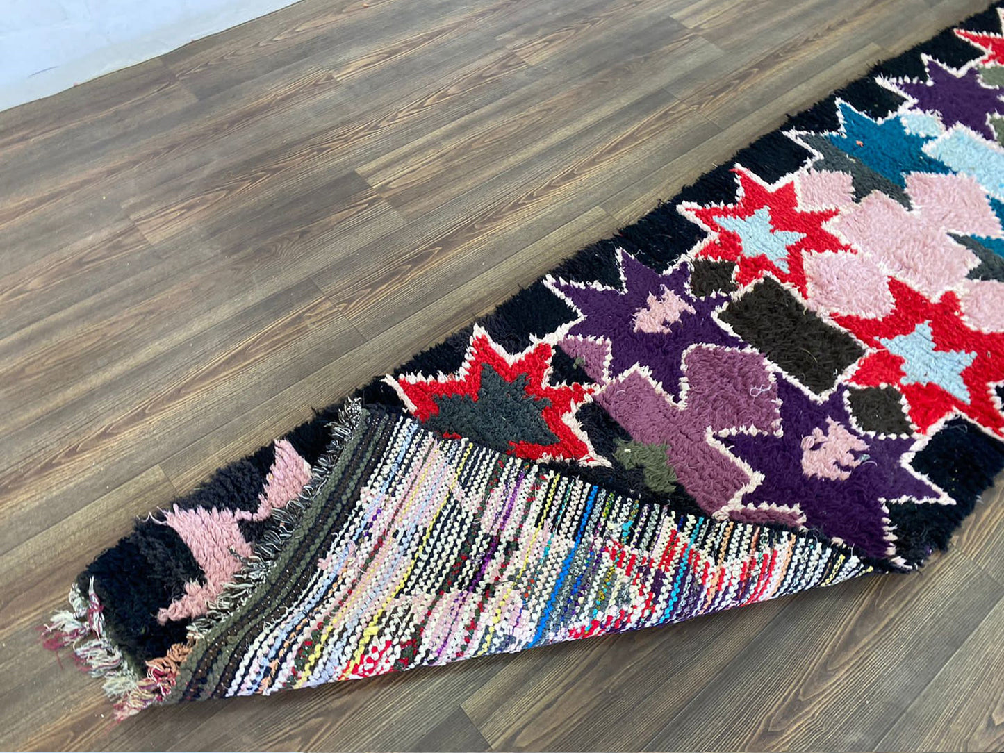 3x9 ft Moroccan vintage narrow runner rug, Berber colorful rugs.