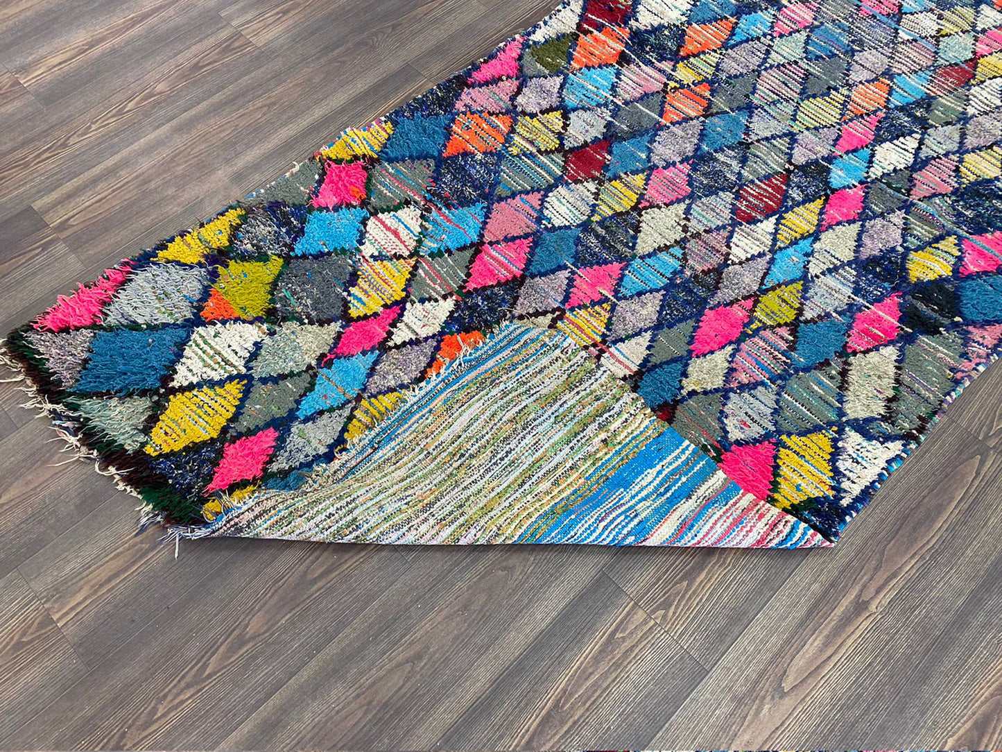 4x9 feet Berber vintage Rugs, Moroccan Diamond Colorful area Rug.