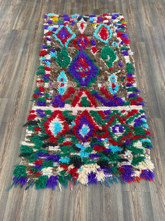 vintage Berber Moroccan Colorful area Rug 3x7 ft.