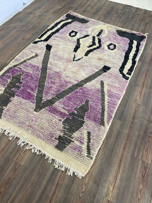 Moroccan vintage Large area Rug, 5 ft by 7 ft Berber Wool area Rugs.