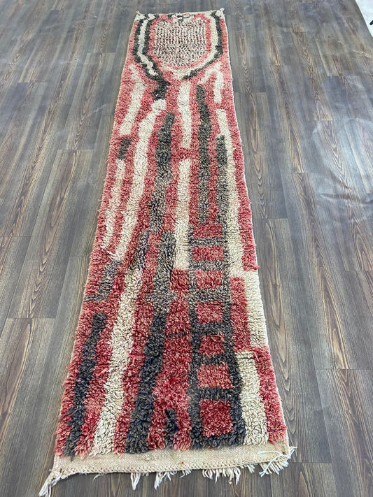 Tapis berbère vintage étroit et long, 2 x 10 pieds, tapis berbère coloré.