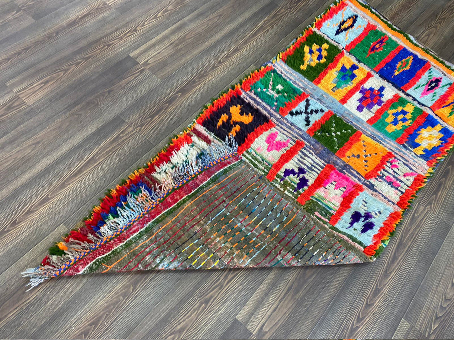 3 x 6 Ft Moroccan Grid colorful vintage Rug. Berber narrow runner Rugs.