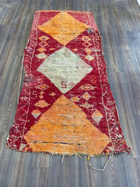 3x8 feet Unique Berber Rugs, Vintage Moroccan woolen area Rug.