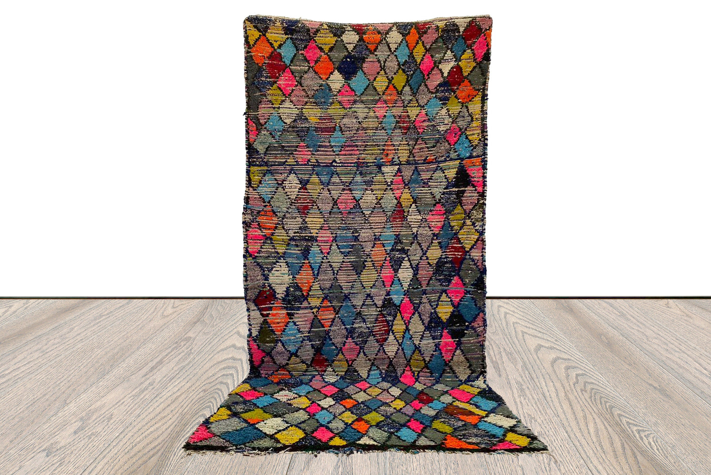 4x9 feet Berber vintage Rugs, Moroccan Diamond Colorful area Rug.