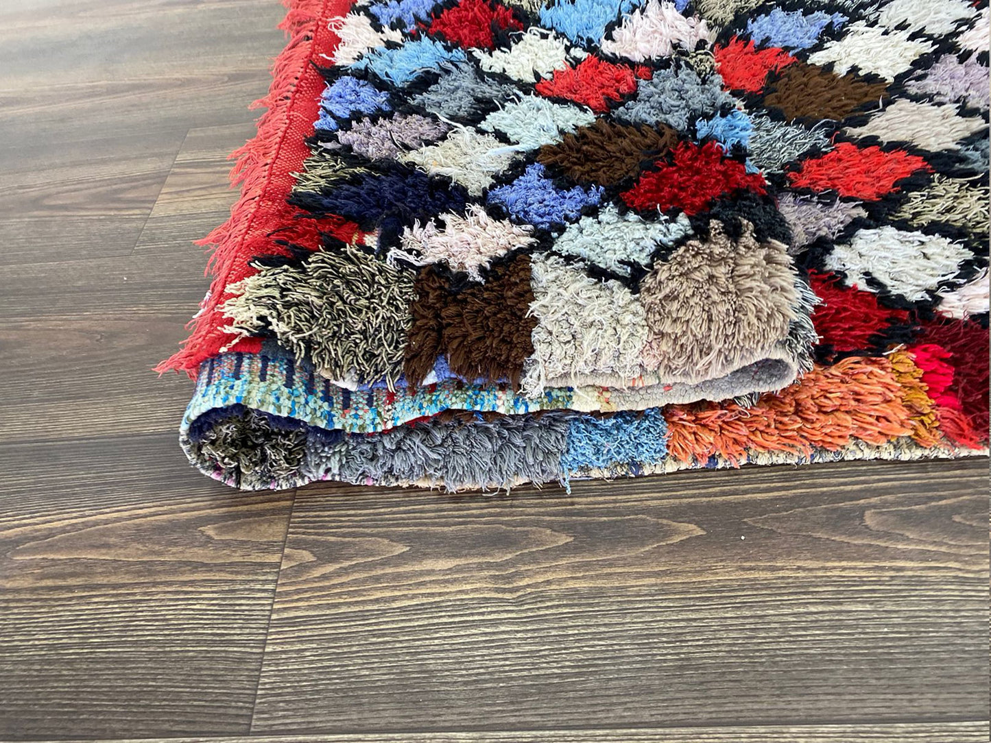 Moroccan Colorful vintage narrow Rugs, 2x6 FT Berber Diamond narrow Rug.