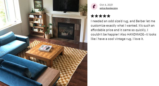 Tapis marron clair et blanc, grand tapis de chambre d'enfant à carreaux berbères marocains