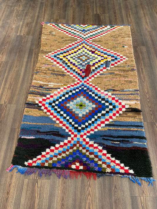 Tribal Berber vintage area Rug. Moroccan woven Small Rugs, 4x6 ft.