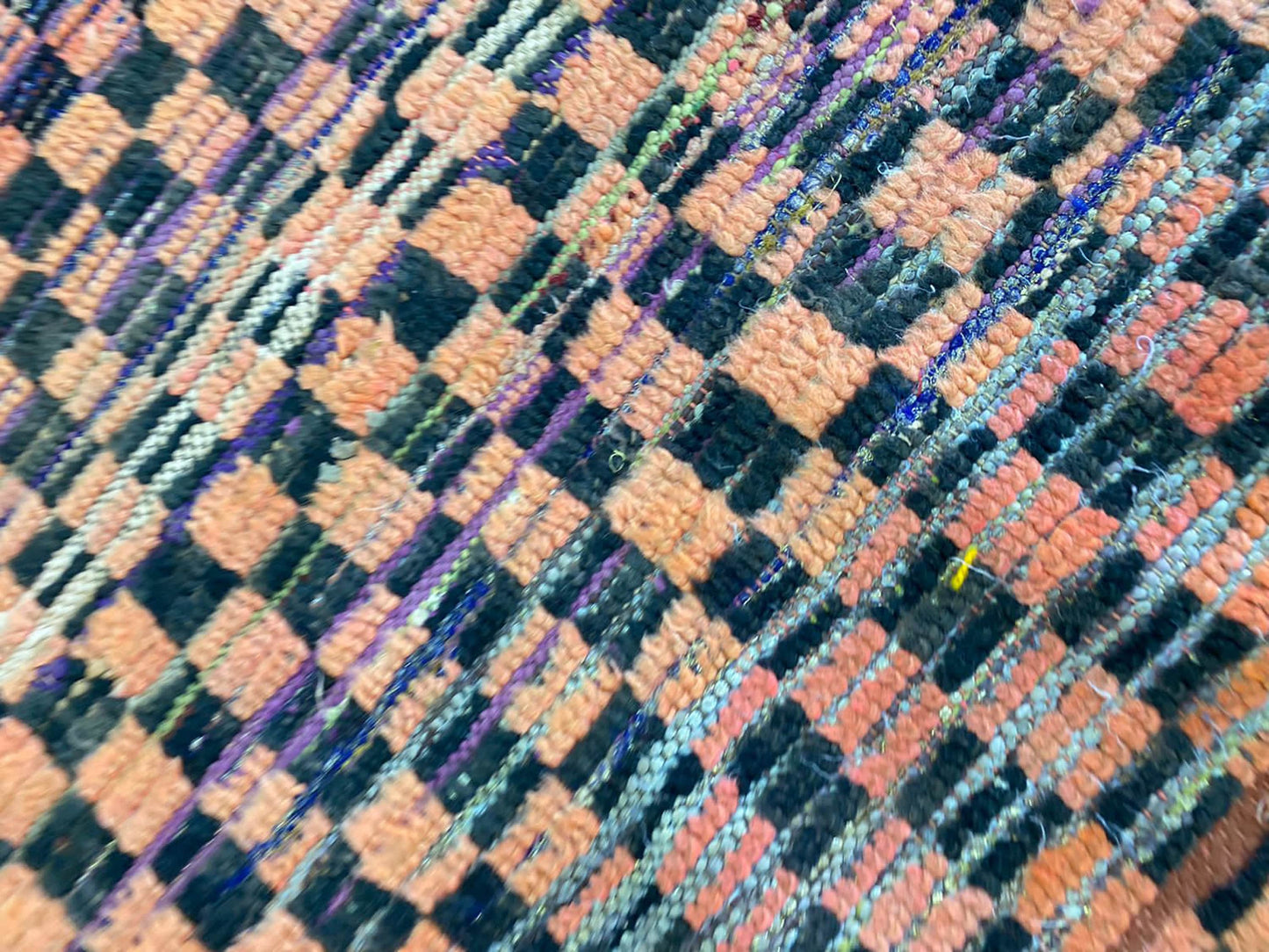 4x8 ft Moroccan Checkered Vintage area Rug. Berber Handwoven Colorful Rugs.