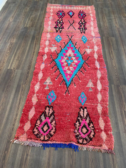Tapis de couloir vintage berbère tribal 3 x 9 pieds, tapis de décoration intérieure bohème.