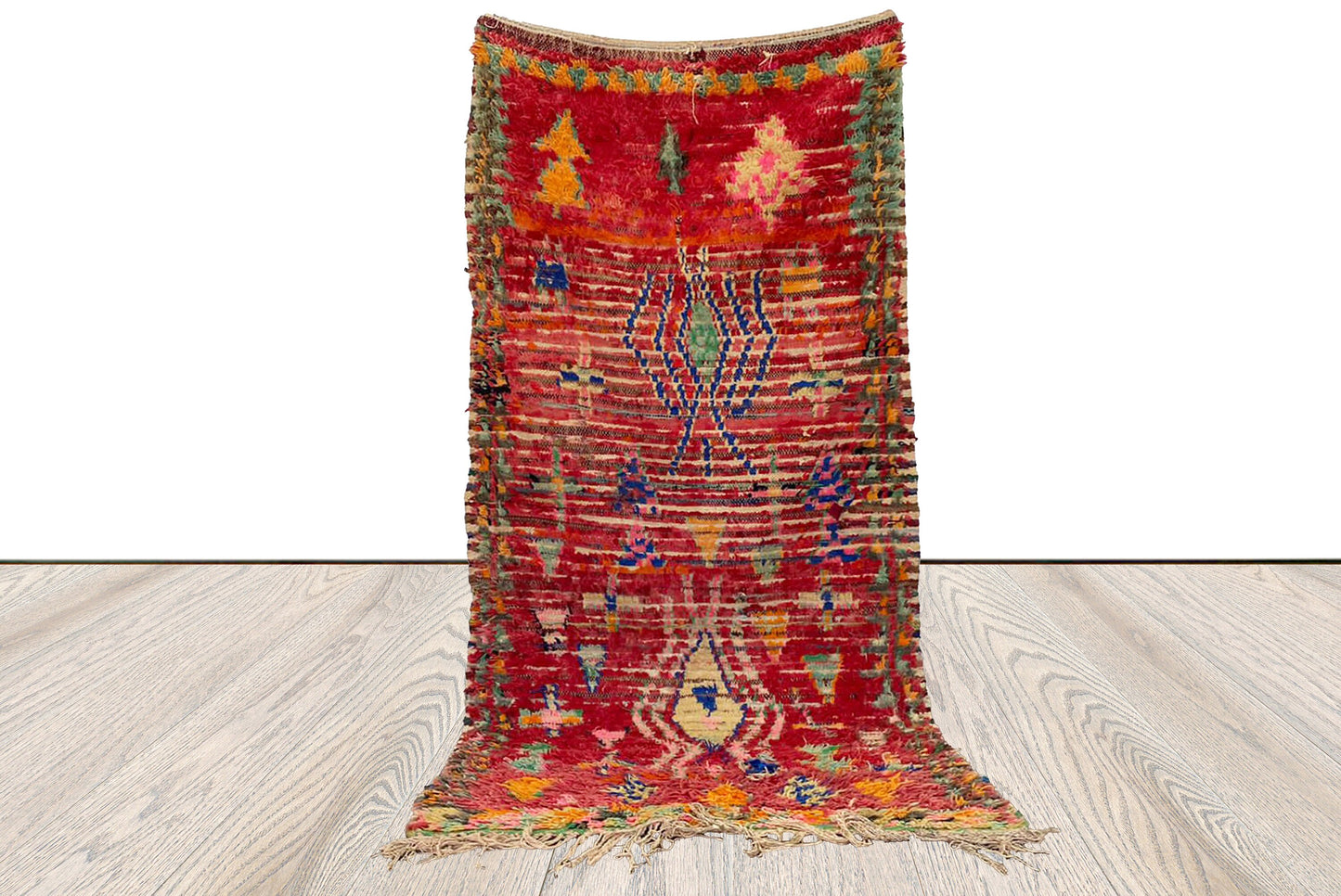 4x8 ft Moroccan worn vintage Faded Rugs, Berber colored area Rug.