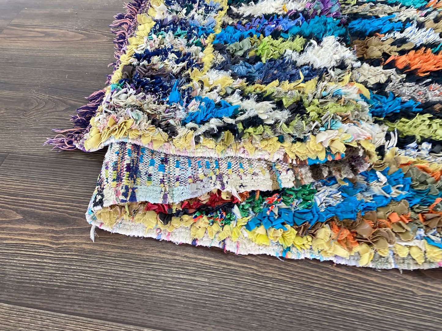 3 x 6 ft Boucherouite small vintage boho diamond area Rug. Moroccan Berber colorful Rugs.