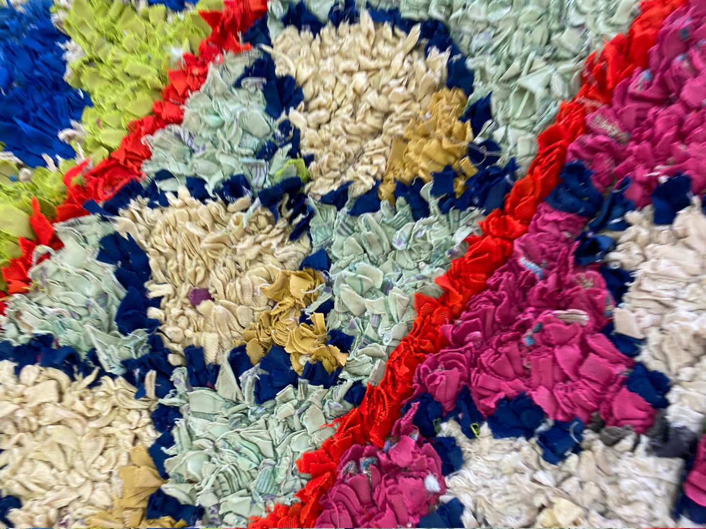 Boucherouite Moroccan Diamond 4x7 ft Shag Rug, Vintage colorful area Rugs.