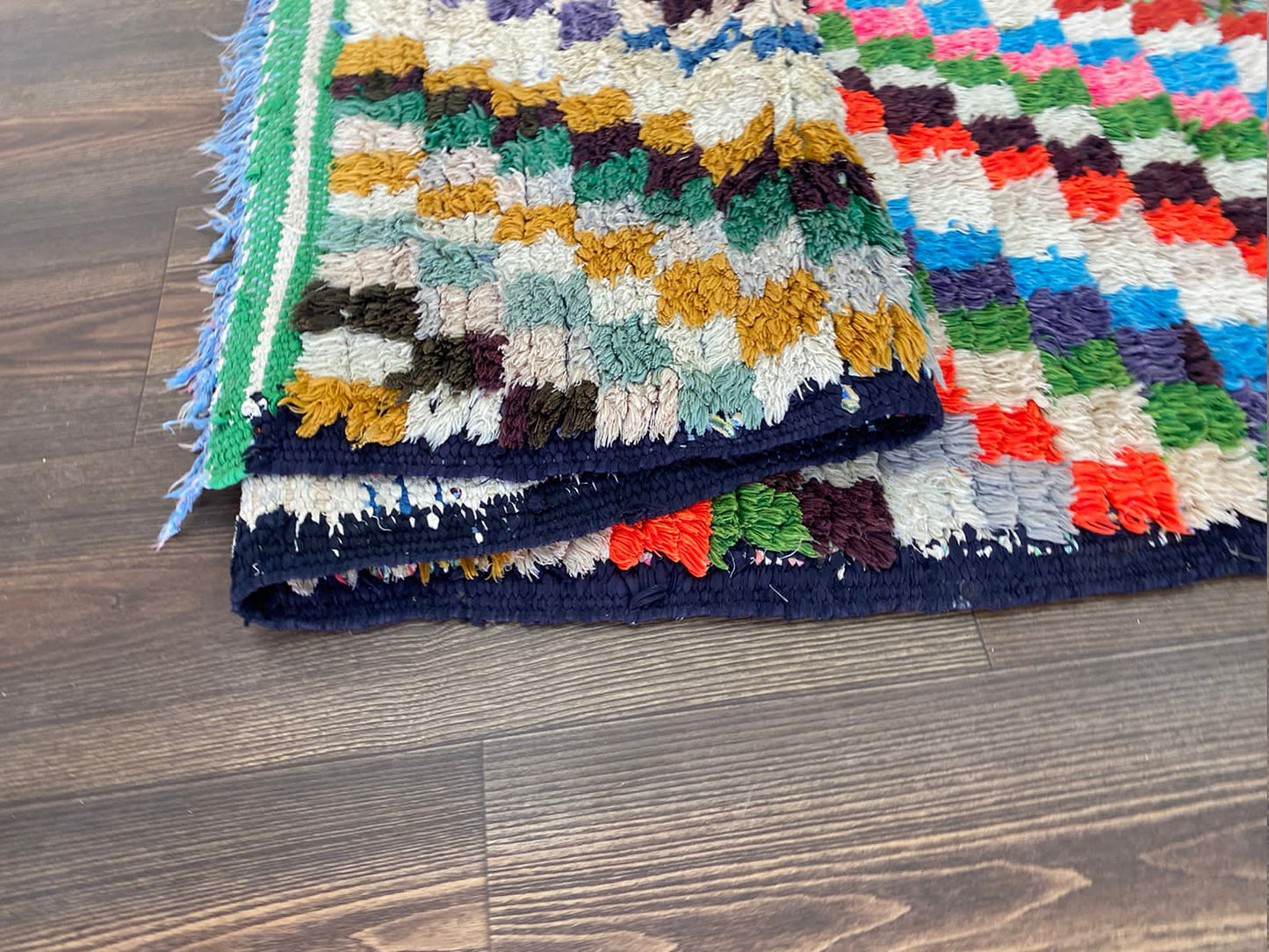 Berber woven Checkered vintage Rugs, Moroccan runner Colorful Rug 3 By 6 ft.