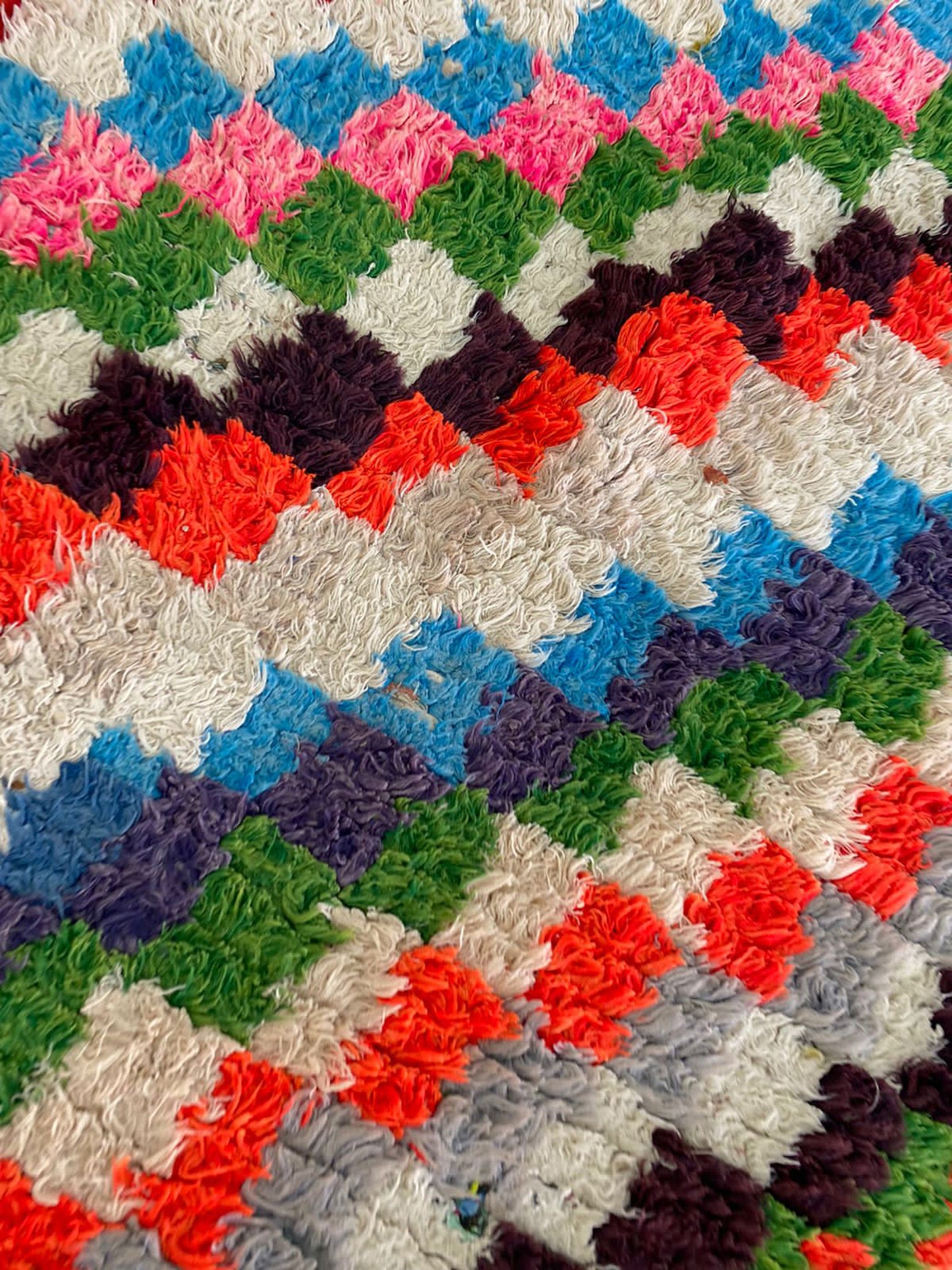 Berber woven Checkered vintage Rugs, Moroccan runner Colorful Rug 3 By 6 ft.