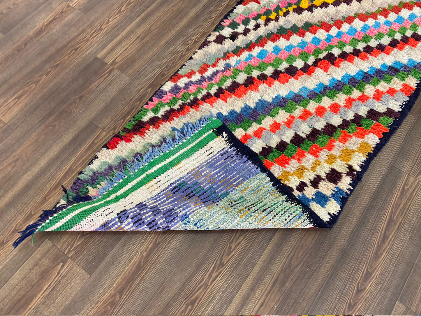 Berber woven Checkered vintage Rugs, Moroccan runner Colorful Rug 3 By 6 ft.