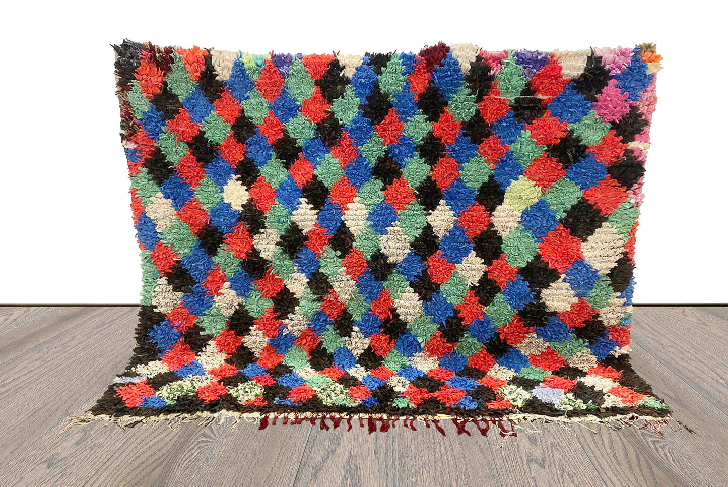 5x5 Diamond vintage Woven Colorful area Rug, Berber Moroccan Rug.