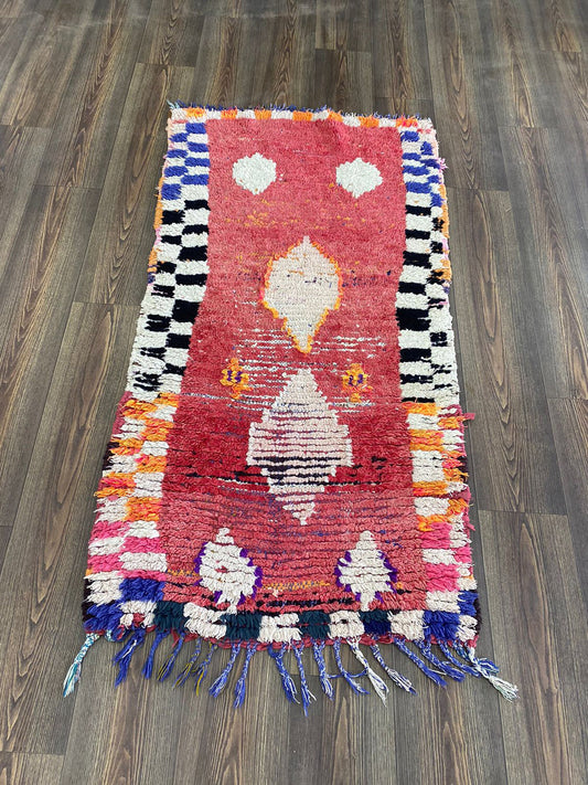 Tapis de couloir marocain coloré vintage de 3 x 5 pieds, tapis shag berbères.