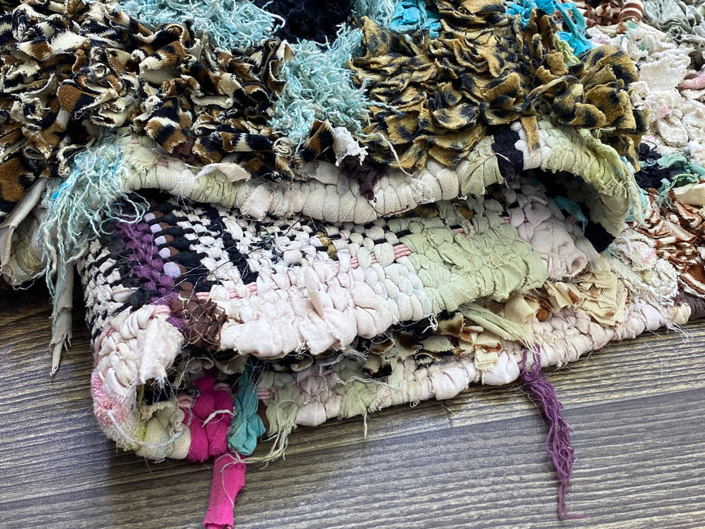 3x8 Moroccan Handwoven Vintage Boucherouite narrow runner Rug.