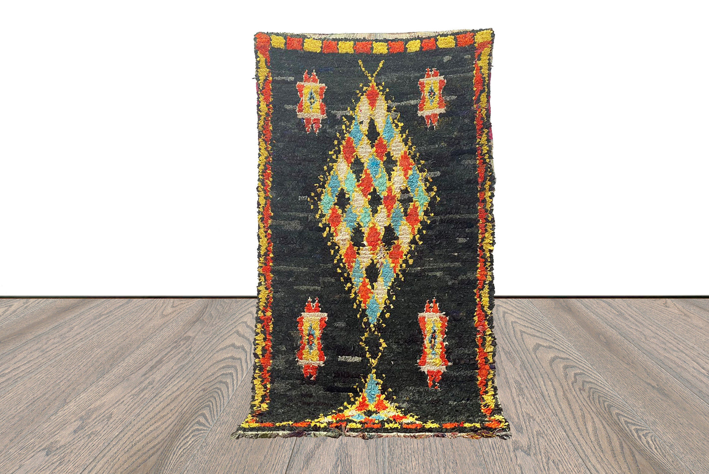 Moroccan Rug, 4x7 FT, colorful Berber Diamond Vintage Shag rugs